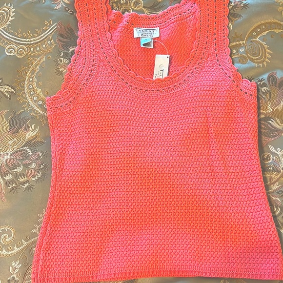 Pointelle Tank Sweater in Light Peach Color by Talbots Collection size M - Picture 1 of 4